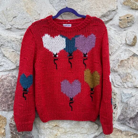 Vintage 90s Can Two Valentine’s Day heart sweater size small - Picture 5 of 6